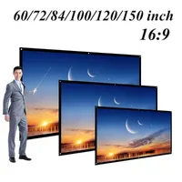 Projection Screens 60/72/84/100/120 Inch Projector Screen HD 16:9 White Dacron Diagonal Video Wall Mounted For Home Theater Movie