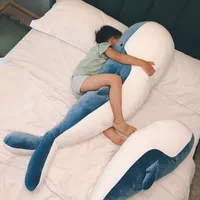 Ny Soft Animal Whale Plush Toy Super Cute Cartoon Sea Blue Whale Stuffed Doll Pillow för barn Present DECO 59INCH 150CM DY50937