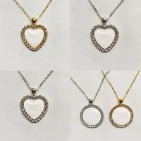 DIY Sublimation Blanks Printable Necklace Crystal Metal Circular Heart Chain Charm Fashion Women Pendant Valentines Day Present 9RB N2