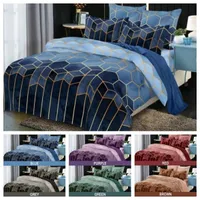 Hot 2 / 3PCS sängkläder Sätta plädor Skriva ut täcken täcker 1 quiltlock + 1/2 Pillowcases US / EU / AU Storlek Twin Full Queen King 201104