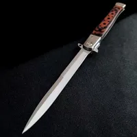 Cold Steel 13&#039;&#039; Plus-26S Ti Li te XL 6 Folding Knife Mafia Stiletto Sword Satin Plain Blade Red Wood Handle Outdoors Camping Tactical Knives