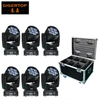 Musician&#039;s Gear Rack Flight Case 6 Space Black 6XLOT TP-PL6W5 7x12W RGBW Color 4IN1 LED Zoom Moving Head Washer Stage Lighting