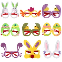 Bunny di Pasqua Bunny Glasses Verde Giallo Uova Giallo Pulcino Divertente Blocco per bambini per bambini Photo Party Puntelli