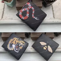 High Quality Fashion Men Animal Short Wallet Leather Black Snake Tiger Bee Man Wallets Women Purse Card Holders Woman Purses With Box JN8899
