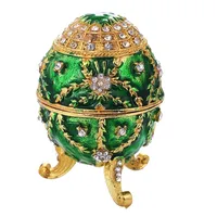 Groene Emaille Faberge Pasen Egg Sieraden Doos Trouwring Opslagcontainer T200808