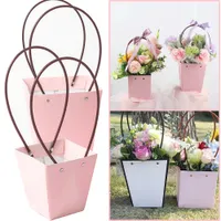 Çiçek Sepeti Hediye Kutusu Takı Ambalaj Taşınabilir Handy Çiçek Çantaları Kağıt Kutuları Ambalaj Çanta Sarma Suppie