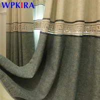 Modern Luxus Blauer Blackout Vorhang für Wohnzimmer Schlafzimmer Windows Sheer Tüll Drapes Splice Baumwolle Leinengewebe 25 LJ201224