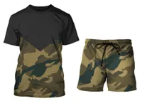 Trajes de chándales de los hombres Masculino 2021 Hombres Ropa Sportswear Set Camuflage Summer 3D Imprimir Shorts + T Shirt Conjuntos de trajes para hombres Más Tamaño