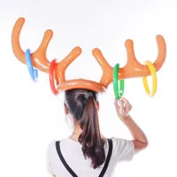 New Inflatable Kid Children Fun Christmas Toy Toss Game Reindeer Antler Hat With Rings Hats Party Supplies LX3800