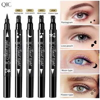 QIC 2 in 1 Liquid Matte Eyeliner Stamp Pen Thin Wing Seal Black Long Long Eye Liner Pencil Eyes Makeup 0208