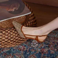 Sandels zapatos de moda con punta cuadrada para mujer sandalias algodón frabic correa en el tobillo elegantes vintage hebilla 220303