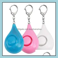 Keychains Fashion Accessories Design Keychain Water-Drop Safesound Personal Security Alarms For Women 130 Db Loud Siren Song Alarm With 3 Lr