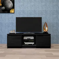 Amerikaanse voorraad Huismeubilair TV Cabinet Geheel, Zwarte TV-standaard met LED-verlichting A12 A28 A48