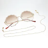 Smalle vergulden metalen oogglazen ketting met micro kunstmatige parels Mooie vrouwen eyewear bril kettingen met kreeft sluiting voor gezichtsmaskers