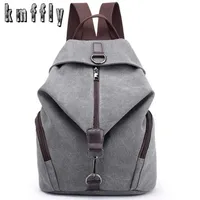 KMFFLY Brand Women Canvas Backpack Preppy Style School Lady Girl Student Laptop Bag Top Quality Mochila Bolsas 220208