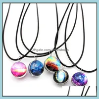 Pendant Necklaces & Pendants Jewelry Dreamy Starry Neba Space Galaxy Universe Necklace Double-Sided Glass Ball Black Letter Chain Women Girl