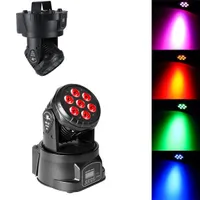 Yeni Tasarım 80 W 7-RGBW LED Oto / Ses Kontrolü DMX512 Mini Hareketli Kafa Sahne Lambaları (AC 110-240 V) Siyah * 2 Yüksek Parlaklık Sahne Aydınlatma
