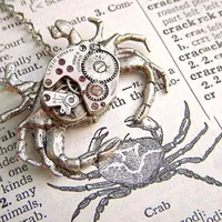 Fashion Steampunk Crab Watch Necklace Vintage Punk Chain Jewelry Pincer Pendant Bronze Mechanical Charm Necklaces for Women