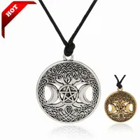 Árvore de vida dourada / Sliver Norse Vikings Pingente Celttic nó Pentagrama Pentagrama estrela colar de pingente Wicca Lua