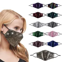 Fashion Lady Face Mask Inside Filters Bling Masks Washable Reusable With Reatil Bag