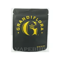 Grandiflora 3,5g Kleine Mylar Bag Recycelbares Kalifornien SF Geruchssicheres Zip-Lock-benutzerdefiniertes Logo-Paket mit klarem Fenster