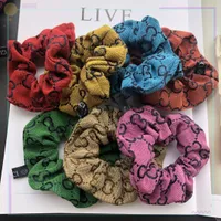 7Colors Fashion Designer Brand Double Letter Print Wide Edge Scrunchies Headbands Candy Color Hairbands Hair Bands Girls Ponytail Holder Hair Accessories