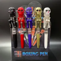 독특한 디자인 해골 할로윈 선물 구제 어린이 장난감 쓰기 펜 LED 조명 해골 탑 복싱 펜을 싸움