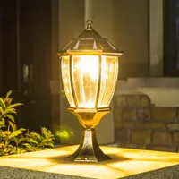 태양열 열 헤드 라이트 LED 야외 조명 울타리 게이트 8 '기둥 정원 중국 스타일 장식 벽 램프 방수 안뜰 빛