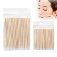 100 pcs Disposable Ultra-small Cotton Swab Lint Free Micro Brushes Glue Removing tool Wood Cotton brush women Make Up Tools