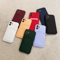 ASM Square Liquid Silicone Phone Case For iPhone 12 11 Pro Max Mini XS XR X 8 7 Plus SE 2020 Soft Thin Cover With Card Holder
