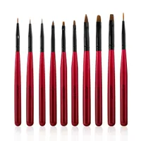 Aokitec 10Pcs Gel Nail Brush, Poly Extension Tips Builder Brush art Painting Pen Set for Professional Design Flower 2D 3D Pattern in Salon or DIY at Home AK00073
