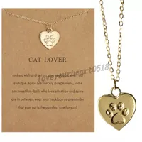 Collier de coeur Collier Cat Paw Imprimer Ornaments Animal Cats Capitales Colliers Colliers Bijoux Accessoires