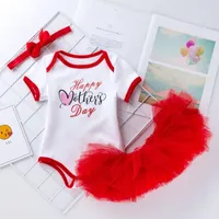 Girls Vêtements Ensembles 2020 Nouveaux bébé Girls à manches courtes Romper Jupe Bandeaux Sets Former la fête des mères Cadeau d'anniversaire1