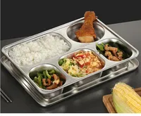 2020 Nieuwe Eco-vriendelijke roestvrijstalen Bento Lunchbox Food Container met 5 compartimenten met stalen deksel voor volwassenen en kinderen SN2128