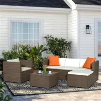 Status de meubles de meubles de patio de la terrasse en rotin d'extérieur de TopMax Sofa en osier Sofa coussiné Canapé Sofa Sofa Sofa Set A27 A052730