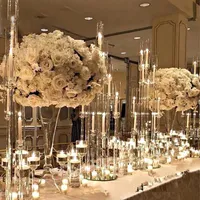 Düğün Olay Ziyafet Masa Dekorasyon Temizle Akrilik Ekran Tall Çiçek Standları Düğün Merkezi Parçaları Ab0423