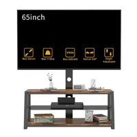 US Stock Home Furniture Wooden Storage TV Stand Black Tempered Glass Height Adjustable Universal Swivel Entertainment Center With 5767