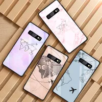 World Map Travel Plans Tempered Glass Phone Case For Samsung Galaxy S8 S9 S10 S20 PLUS J6 J8 2018 NOTE 8 9 10 Cover Shell
