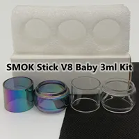 Smok Stick V8 Baby 3ml Kit Normale Birnenröhre 5ml Klarer Regenbogen Ersatzglasschlauch Standard Bubble Fatboy 3pcs / Box Retail Package