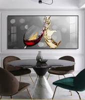 Drucken und poster Abstrakte Rotweinglas Leinwand Malerei Esszimmer und Küchenwand Moderne Dekoration Wandkunst Bilder1
