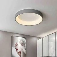 Moderne LED plafondverlichting armaturen Slaapkamer Ronde woonlamp met afstandsbediening Studie Kantoor Decoratie Black Circle Lighting W220307