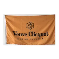 Veuve Clicquotシャンパンフラグ鮮やかな色とフェードプルーフキャンバスヘッダーと二重ステッチ3x5 FTバナー屋内屋外装飾サイン