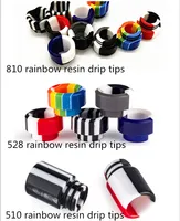 3 Stijl Rainbow Stripe Epoxy Hars 810/510/528 Thread Vape Drip Tip Wide Boring Mondstuk voor TFV8 Big Baby Prince