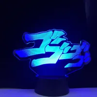 Anime Jojo's Bizarre Adventure Letter Design LED Night Light Touch Sensor Colorido Nightlight para Home Decor Tabela 3D Lâmpada Presente