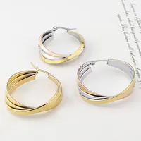 Hoop & Huggie Fashion Stainless Steel Jewelry Three Color Cross Earrings Ladies Party Wedding Love Gift Wholesale
