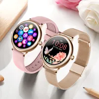 Novo elegante relógio inteligente de luxo luxo à prova d 'água de pulso de pulso de aço inoxidável meninas casuais smartwatch para Android iOS
