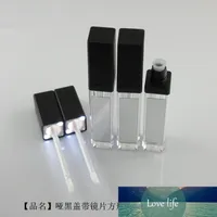 7.5ml 10-100pc Black Square Lip Gloss Tube, acrílico de la botella de embalaje de lápiz labial de lápiz labial de alta clase con luz LED, herramienta de maquillaje