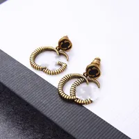 Luxury Designer Jewelry Women Earrings letter Studs with stamp Brass with gold plated Diamond earring elegant new fashion jewelry