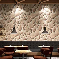 3D 3 차원 시뮬레이션 스톤 조약돌 벽지 중국어 온수 식당 문화 돌 벽 종이 1