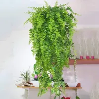 Decorative Flowers & Wreaths Plants Vines Fern Persian Rattan Fake Hanging Plant Faux Boston Ferns Vine Outdoor Plastic For Wall Ind1